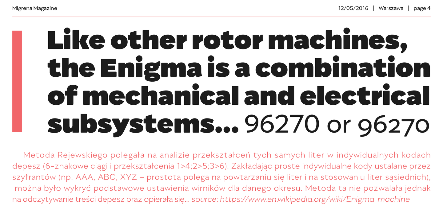 Przykład czcionki Migrena Grotesque Ultra Light italic